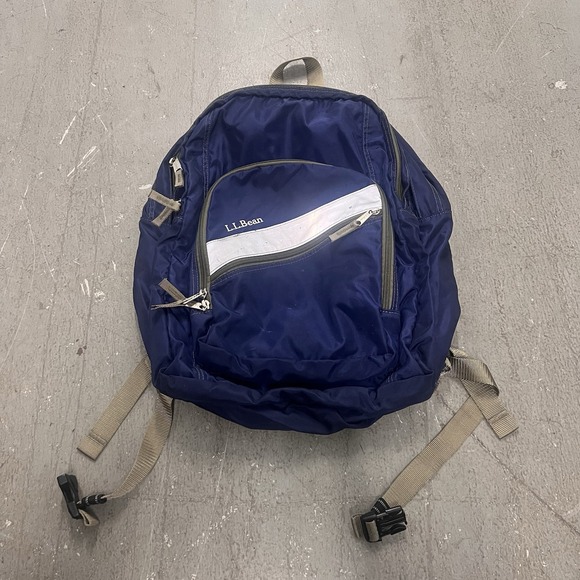 LL Bean Unisex Weatherproof Nylon Deluxe Book Pack 37L Backpack Navy Travel Hike - Picture 1 of 14
